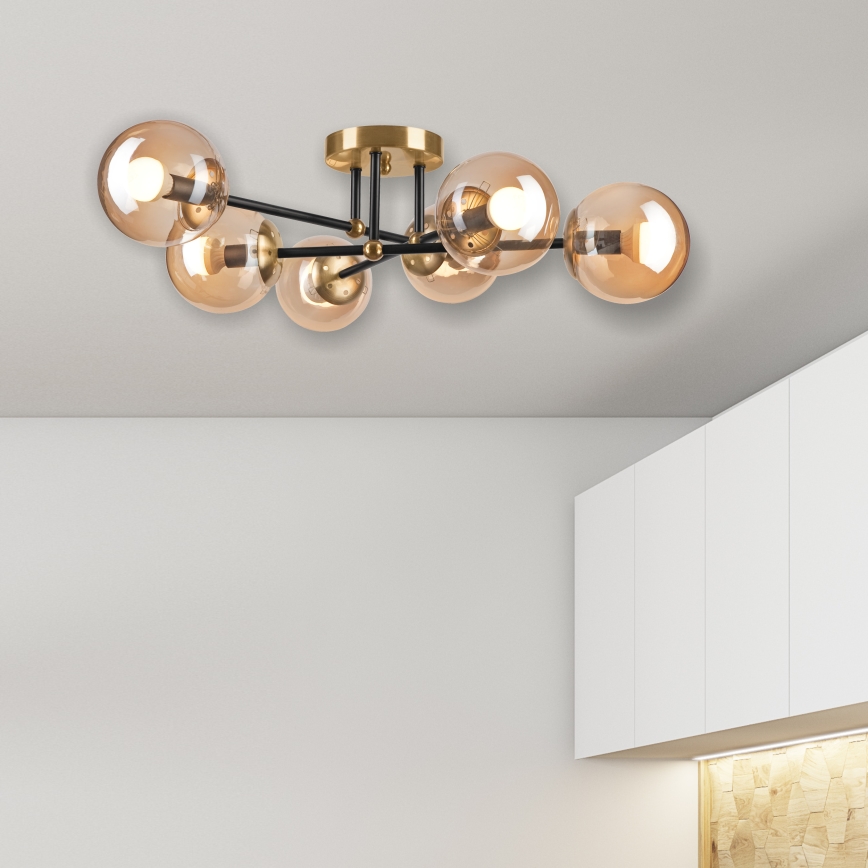 Anbauleuchte MALENA 6xE14/5W/230V golden/schwarz/rauchig beige