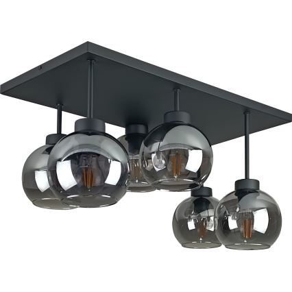 Anbauleuchte NESSA 6xE27/60W/230V schwarz/rauchig schwarz