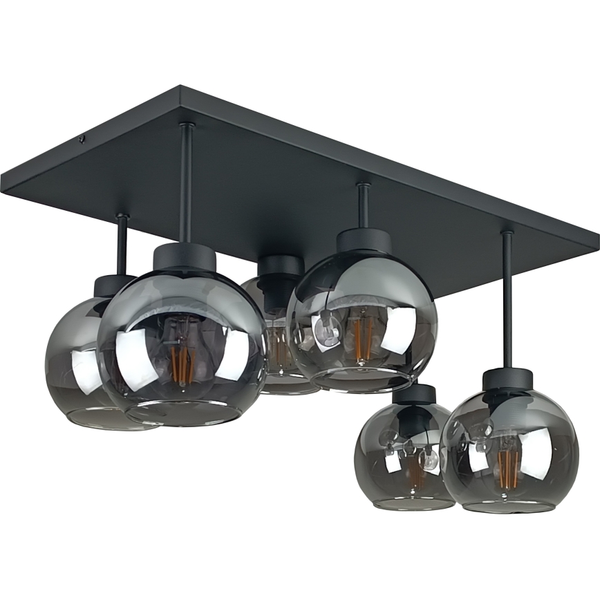 Anbauleuchte NESSA 6xE27/60W/230V schwarz/rauchig schwarz