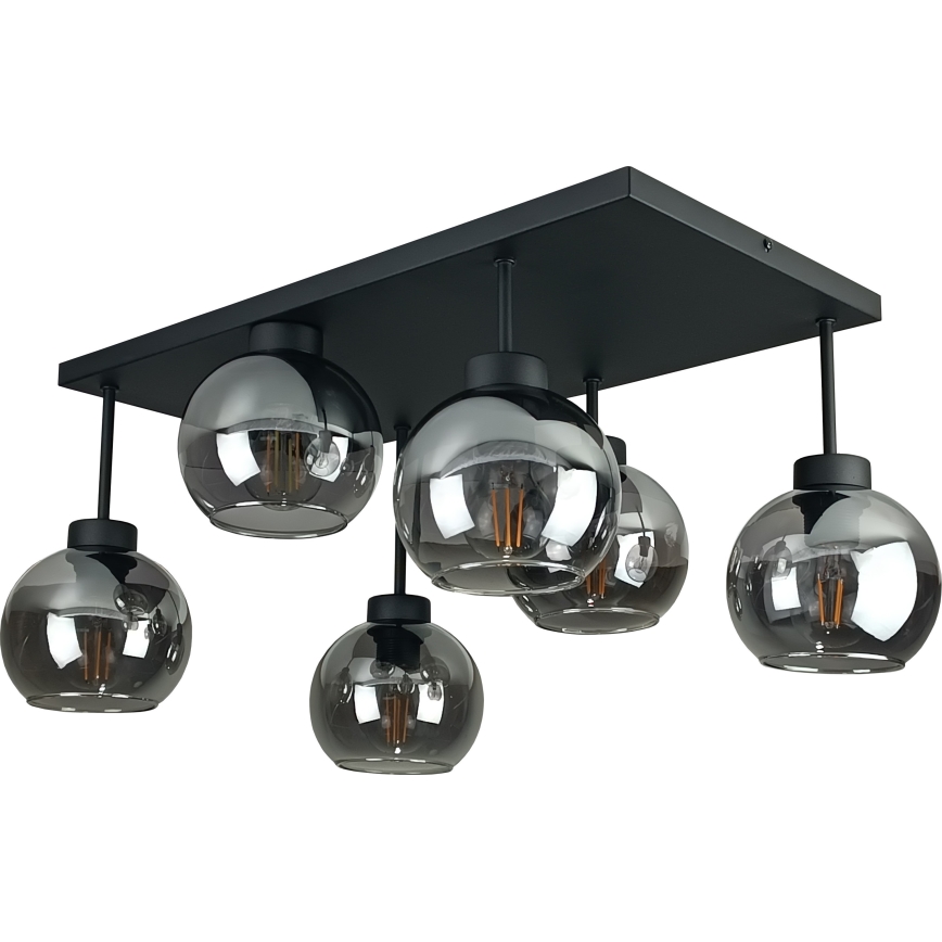 Anbauleuchte NESSA 6xE27/60W/230V schwarz/rauchig schwarz