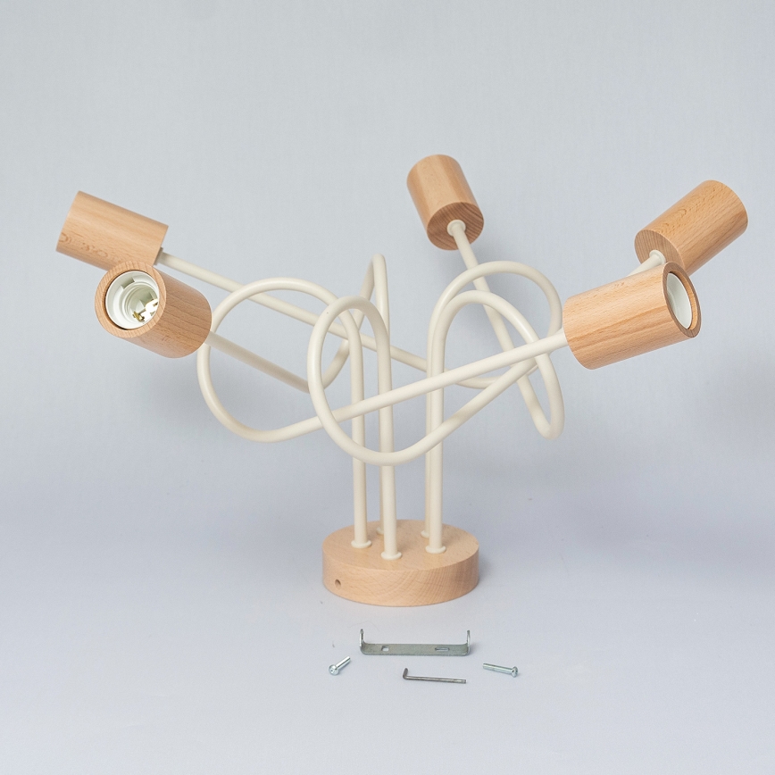 Anbauleuchte OXFORD 5xE27/15W/230V Kiefer/Creme