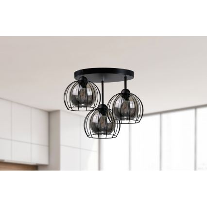 Anbauleuchte SOLO BLACK 3xE27/60W/230V d 30 cm