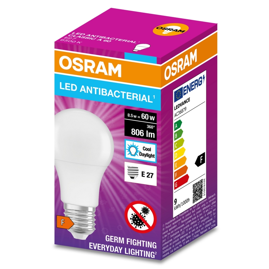 Antibakterielle LED-Glühbirne A60 E27/8,5W/230V 6500K - Osram