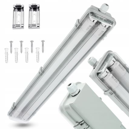 Apparecchio fluorescente tecnico LED T8, 2x G13, 10W, 230V, 6000K, 60 cm, IP65, bianco