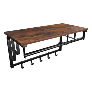 Appendiabiti a parete con ripiano NATE marrone/nero