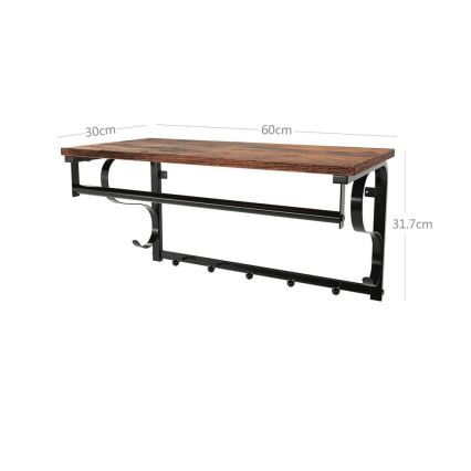 Appendiabiti da parete con mensola NATE marrone/nero