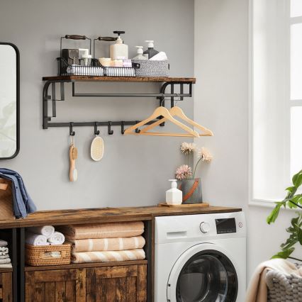 Appendiabiti da parete con mensola NATE marrone/nero