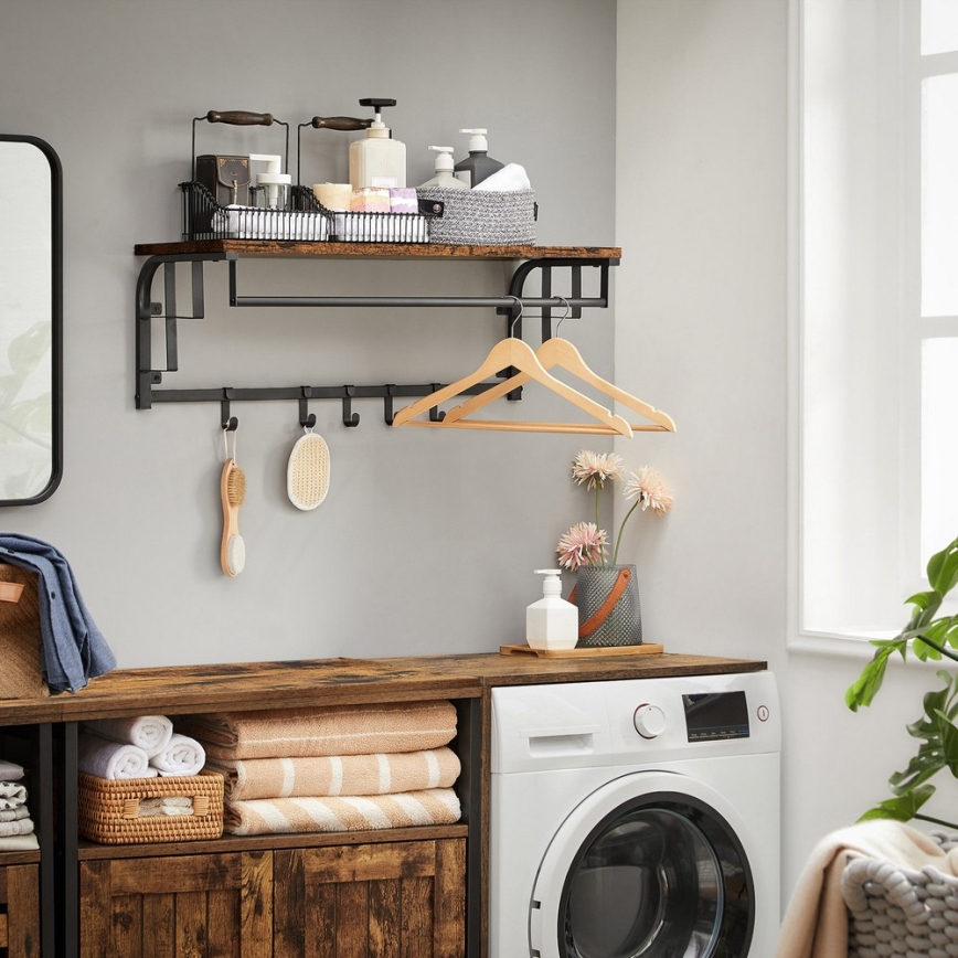 Appendiabiti da parete con mensola NATE marrone/nero