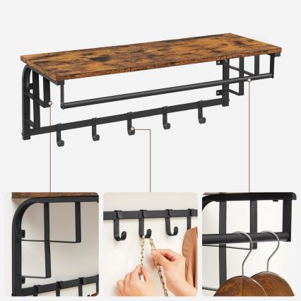 Appendiabiti da parete con mensola NATE marrone/nero