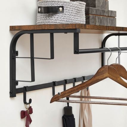 Appendiabiti da parete con mensola NATE marrone/nero