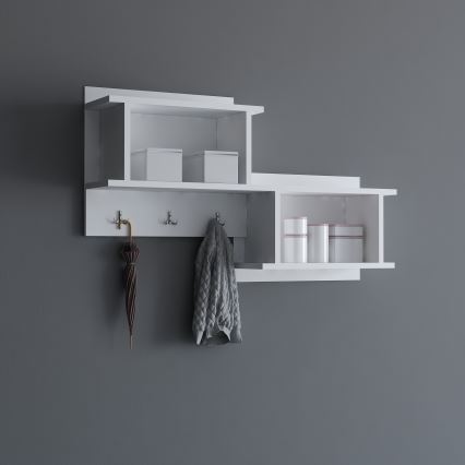 Appendiabiti da parete con ripiano NIZZA 51,8x100 cm bianco
