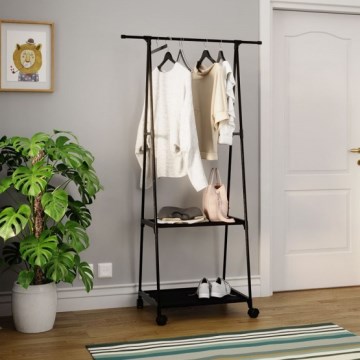 Appendino mobile in metallo con scaffali OLAZEN 157x85 cm nero