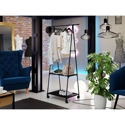 Appendino mobile in metallo con scaffali OLAZEN 157x85 cm nero