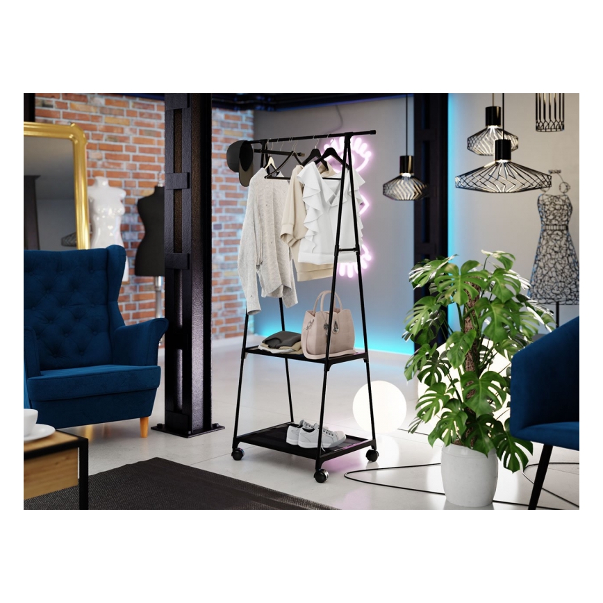 Appendino mobile in metallo con scaffali OLAZEN 157x85 cm nero