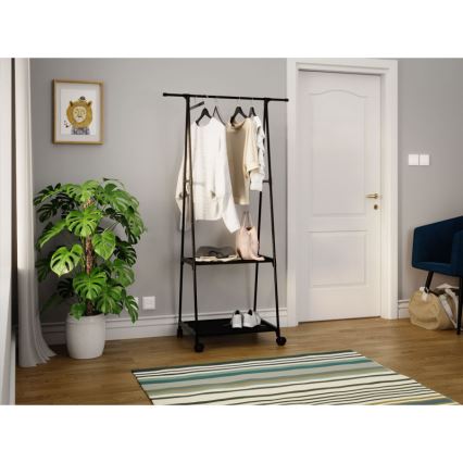 Appendino mobile in metallo con scaffali OLAZEN 157x85 cm nero