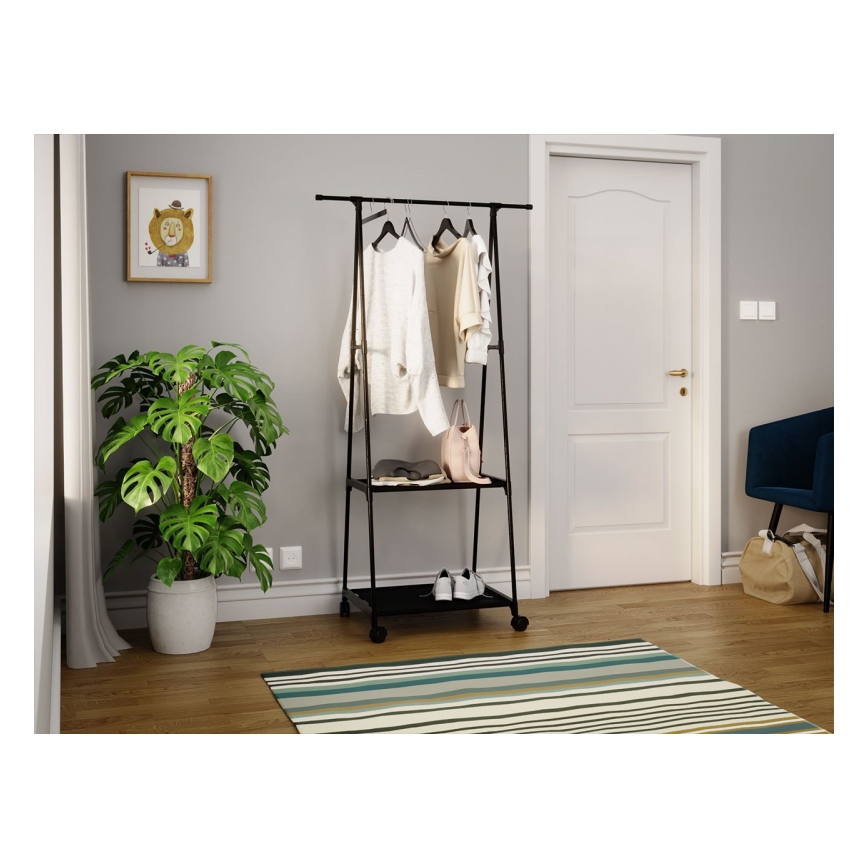 Appendino mobile in metallo con scaffali OLAZEN 157x85 cm nero