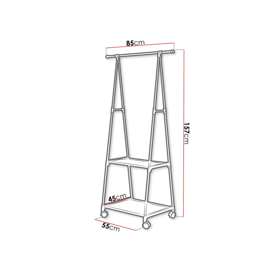 Appendino mobile in metallo con scaffali OLAZEN 157x85 cm nero