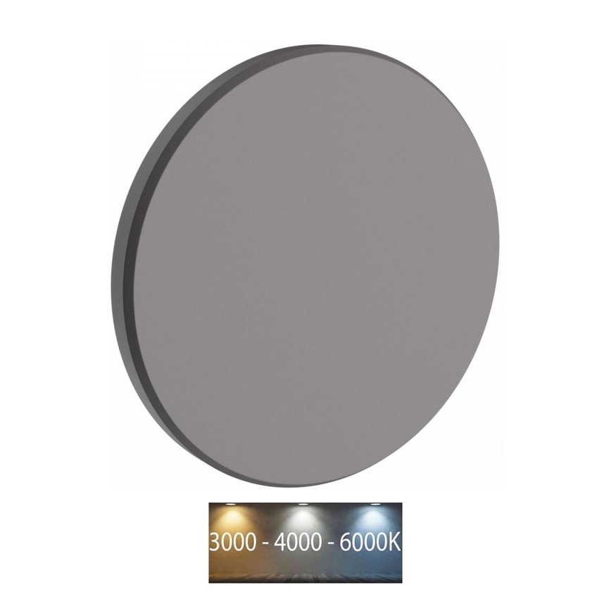 Applique a LED da esterno PIATTA LED/12W/230V 3000/4000/6000K diametro 18 cm IP44 grigio
