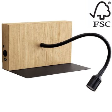Applique a LED LECTOR LED/2,5W/230V USB quercia – FSC certificato