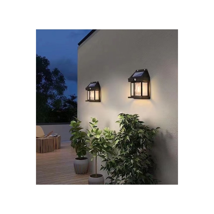 Applique a LED solare con sensore LANTER LED/1W/3,7V IP44 nero