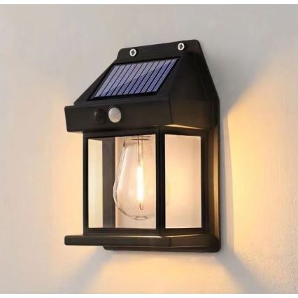 Applique a LED solare con sensore LANTER LED/1W/3,7V IP44 nero