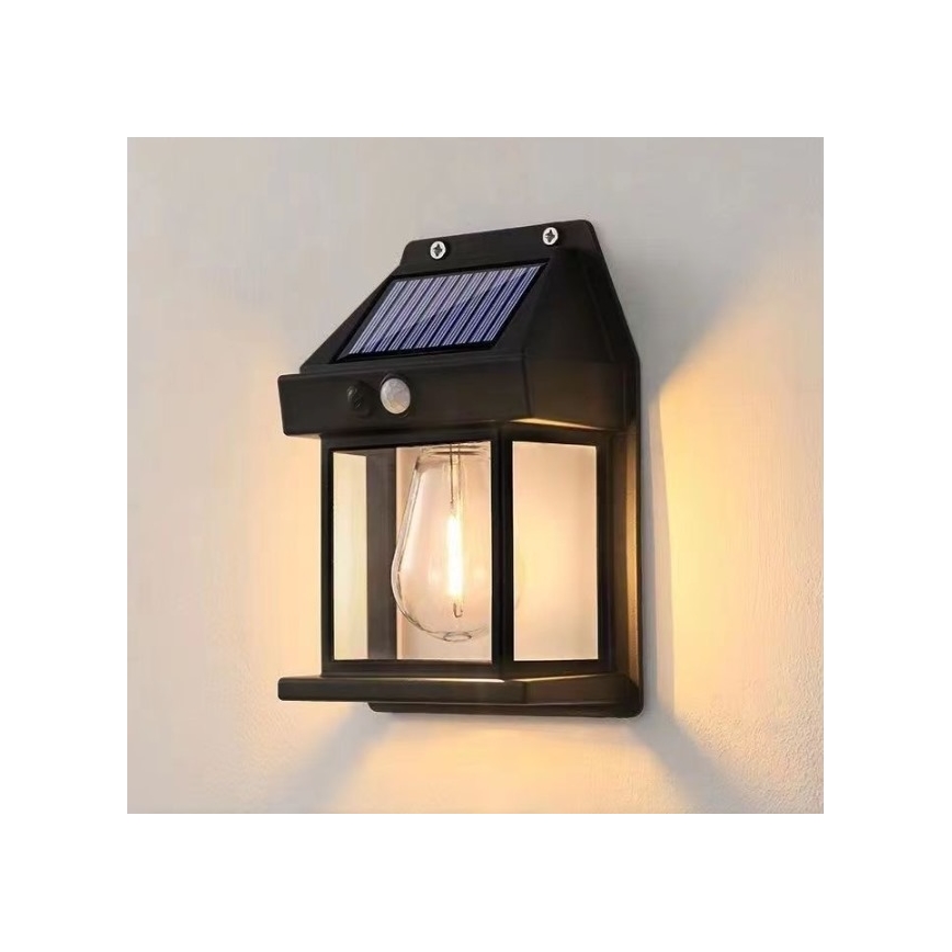 Applique a LED solare con sensore LANTER LED/1W/3,7V IP44 nero