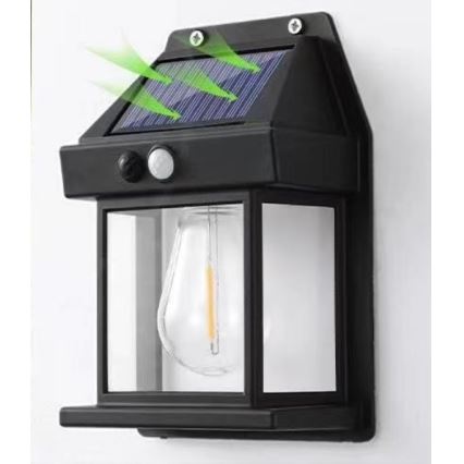 Applique a LED solare con sensore LANTER LED/1W/3,7V IP44 nero