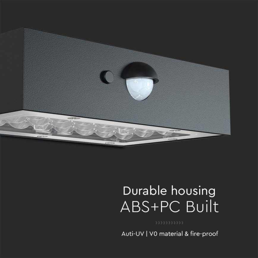 Applique a LED solare con sensore LED/3W/3,7V 3000K/4000K IP65 nero