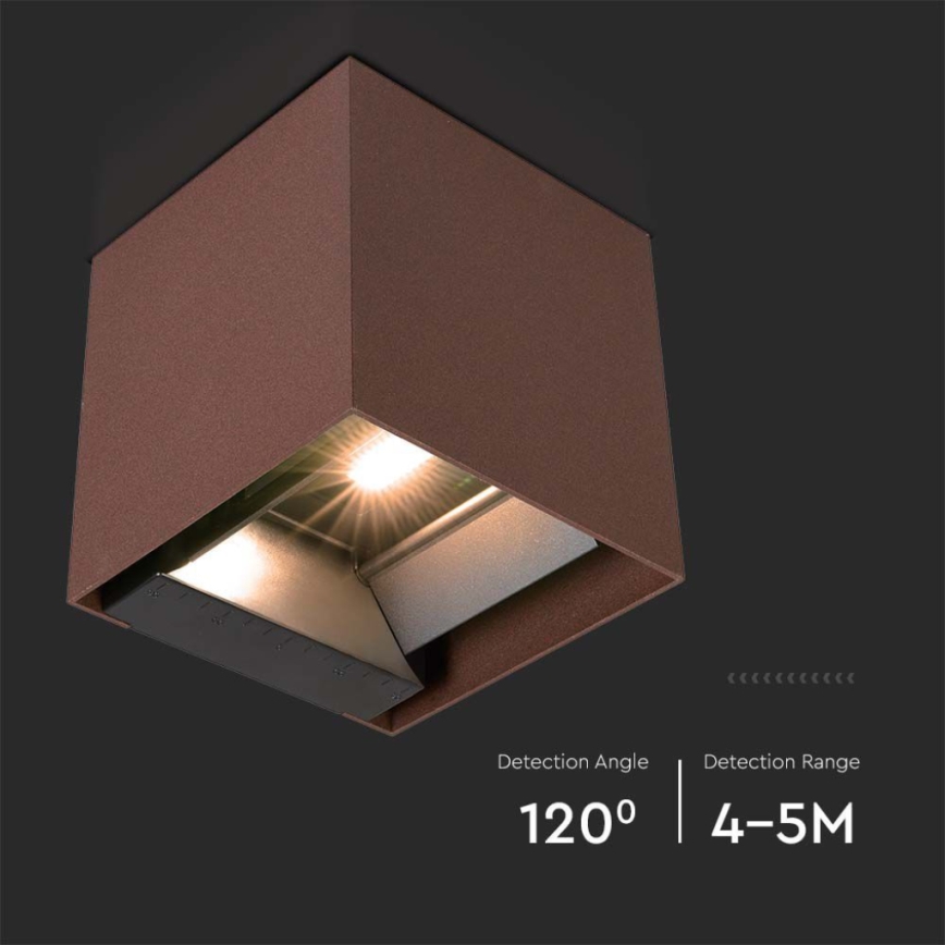 Applique a LED solare con sensore LED/9W/3,7V IP65 4000K marrone