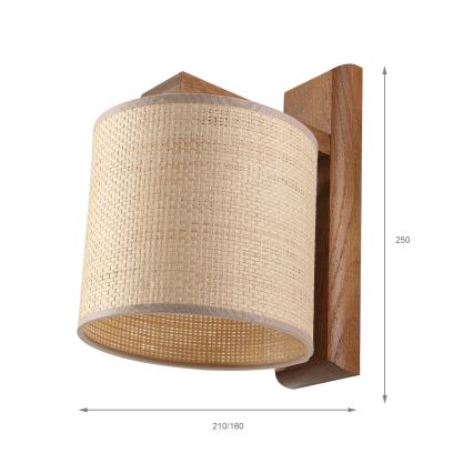 Applique AIDA 1xE27/15W/230V rovere/rafia