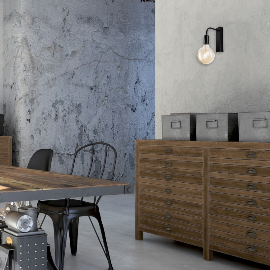 Applique ASTRID 1xE27/60W/230V nero lucido