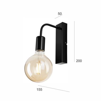 Applique ASTRID 1xE27/60W/230V nero lucido