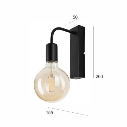 Applique ASTRID 1xE27/60W/230V opaco nero