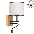 Applique BOHO 1xE27/25W/230V + LED/1W/230V quercia- certificato FSC