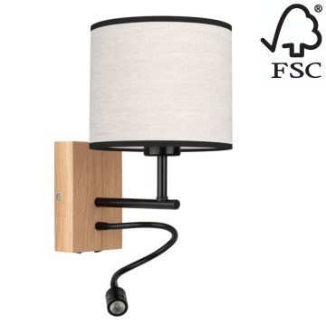 Applique BOHO 1xE27/25W/230V + LED/1W/230V quercia- certificato FSC