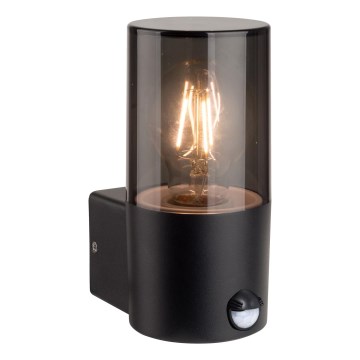 Applique da esterno con sensore di movimento e crepuscolare integrati, 1xE27/40W/230V, IP44 — nero/fumé