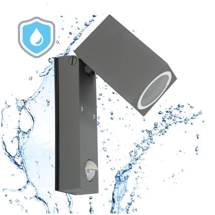 Applique da esterno con sensore  QUAZAR 1xGU10/35W/230V IP44 grigia