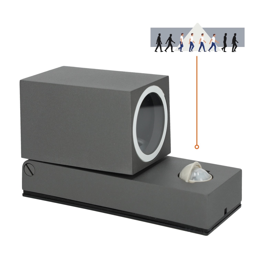 Applique da esterno con sensore  QUAZAR 1xGU10/35W/230V IP44 grigia