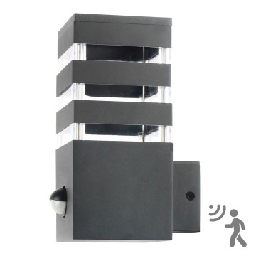 Applique da esterno con sensore TEKSAS 1xE27/12W/230V IP44 grafite