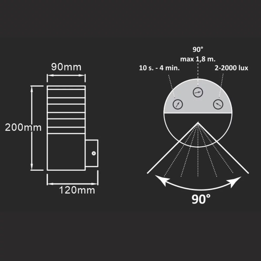 Applique da esterno con sensore TEKSAS 1xE27/12W/230V IP44 grafite
