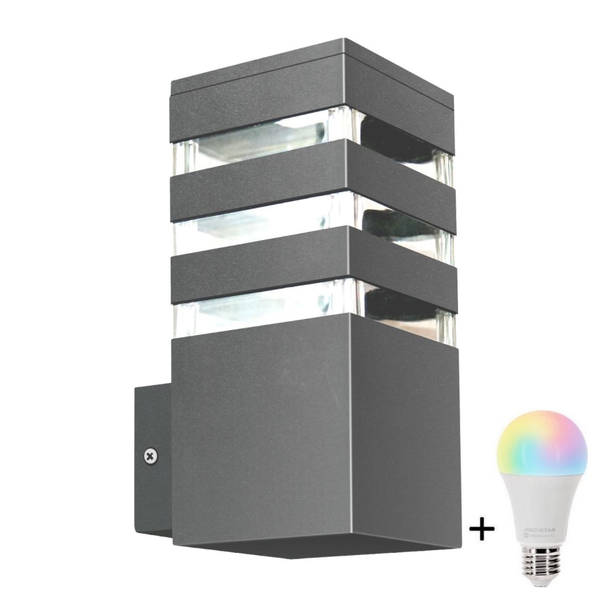 Applique da esterno dimmerabile LED RGBW TEKSAS 1xE27/12W/230V 2700-6500K Wi-Fi IP44 antracite
