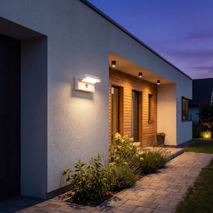 Lampada da parete LED per esterni con sensore di movimento e sensore crepuscolare LED/25W/230V 3000/4000/6500K IP54 bianco