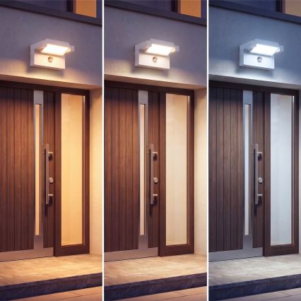 Lampada da parete LED per esterni con sensore di movimento e sensore crepuscolare LED/25W/230V 3000/4000/6500K IP54 bianco