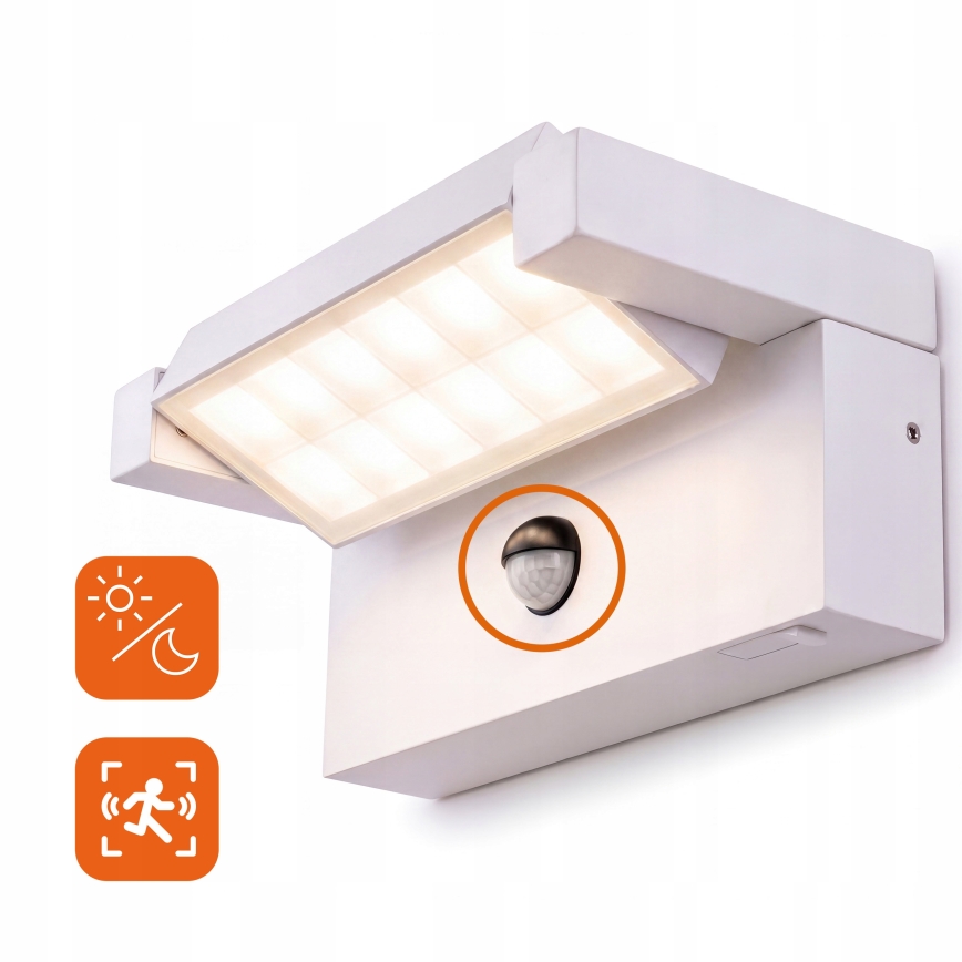 Lampada da parete LED per esterni con sensore di movimento e sensore crepuscolare LED/25W/230V 3000/4000/6500K IP54 bianco