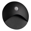Applique d'escalier LED EXIN LED/2,5W/230V 4000K IP65 ronde et noire avec détecteur de mouvement et crépusculaire