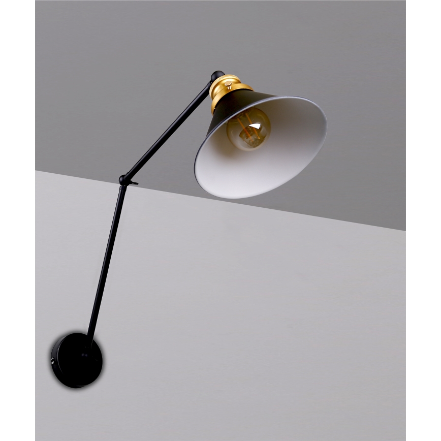 Applique FUNDO 1xE27/40W/230V nero/oro