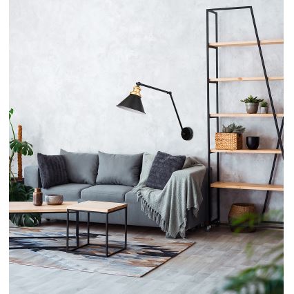 Applique FUNDO 1xE27/40W/230V nero/oro