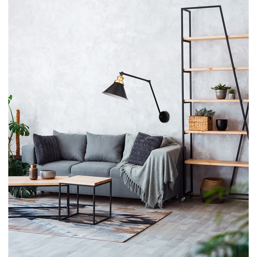 Applique FUNDO 1xE27/40W/230V nero/oro