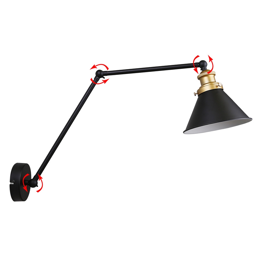 Applique FUNDO 1xE27/40W/230V nero/oro