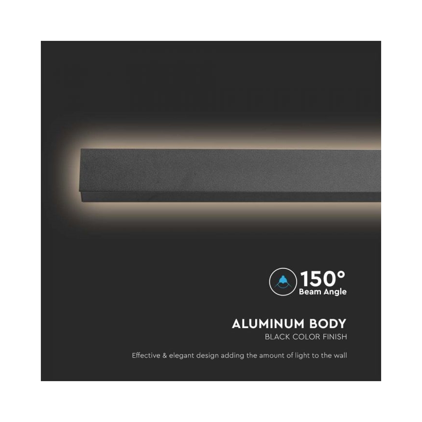 Applique LED da parete per esterni / 16 W / 230 V / 3000 K / IP65 / 101 cm / nero